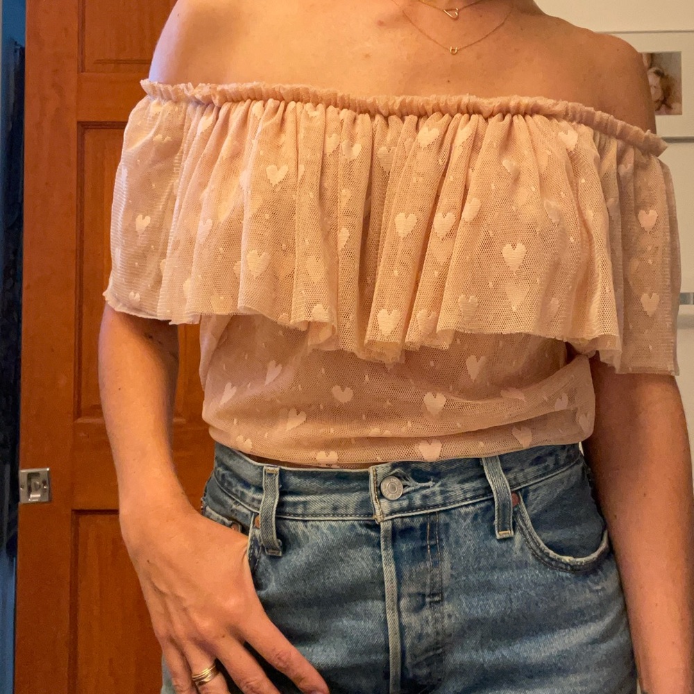 Reformation heart over-the-shoulder top